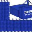 Windyun Reusable Grocery Bags Large Non Woven Shopping Bags with Handles Foldable Portable Tote, 16x6x12 Inch(Royal Blue, 200 Pcs)