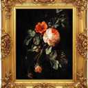 12x16 Picture Frame with Oil Painting, Antique Gold European Style for Wall Decor, Baroque-Style Home Decor Large Picture Frame with Real Glass, Ready to Hang