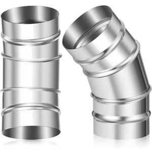 MorningRo 3 Inch Pellet Stove Pipe 45 Degree Stainless Steel Vent Stove Pipe Elbow for Indoor Outdoor Vent Exhaust(45 Degree, Dia. 3 Inch)