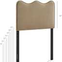 Modway Athena Twin Size Performance Velvet Adjustable Headboard in Taupe - with Scalloped Wave Design and Stain-Resistant Velvet Upholstery