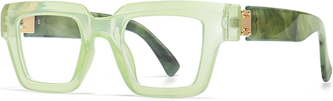 bullabulling Oprah Style Reading Glasses for Women Men, Fashion Square Blue Light Blocking Readers L05 (Green)