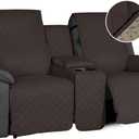Easy-Going Non-Slip Loveseat Recliner Sofa Cover with Console, Water Resistant Double Reclining Couch Cover with Adjustable Strap, 2-Piece Washable Furniture Cover for Dog Pet (2 Seater, Chocolate)