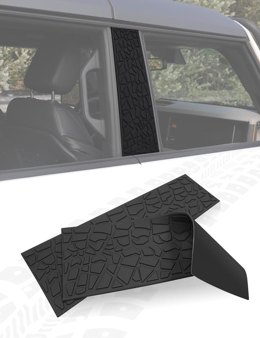 JROAD Bronco B Pillar Trim Cover Anti-Scratch Molding Covers Stickers Outer Rear Window Center Pillar Panel Cover Decals Compatible with Ford Bronco Decorative Exterior Accessories 4-Door,Carbon Fiber