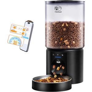 Automatic Cat Feeder with 5G WiFi : 5L Automatic Dog Feeder with Sealed Outlet, Timed Auto Cat Food Dispenser with APP Control for Pets, Detachable for Easy Clean - 21 Cup
