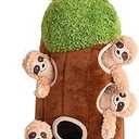 okegztoa Interactive Squeaky Dog Toys Plush Sloth Dog Toy, Stuffing Woodland Friends Burrow, Squeaky Plush Dog Toy (Small)