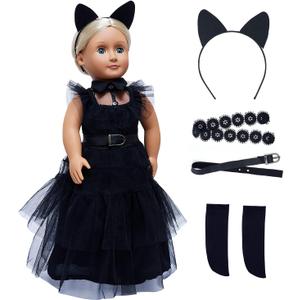 18 Inch Doll Clothes , Black Family Costumes Party Dress Fits All 18-inch Dolls Across Brands