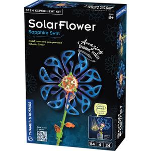 Thames & Kosmos SolarFlower Sapphire Swirl STEM Kit | Build a Motorized Solar-Powered Flower with Spinning, Colorful Petals, Educational Gift for Kids Ages 8+, Adults