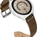 CooBES Genuine Leather Bands Compatible with Samsung Galaxy Watch 6 Classic 43mm 47mm/ Galaxy Watch 42mm/Watch 3 41mm/Watch 4 40mm 44mm, 20mm Sport Smart Watch Bands Adjustable Quick Release Straps for Women Men. (Coffee)