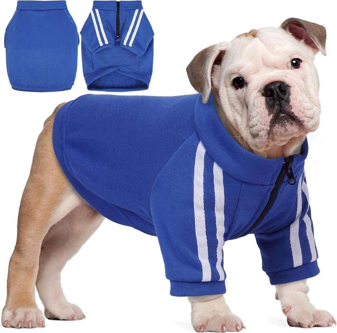 Bulldog Breed Apparel, Dog Hoodie for Big Chest Dogs, for English Bulldogs Frenchies Pitbulls, Comfortable Sweatshirt for Spring/Fall Walks, Blue, Large