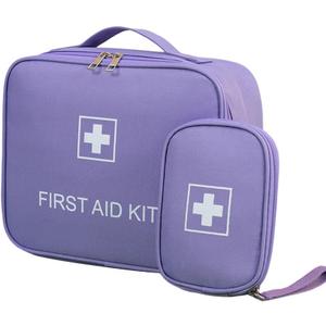 2PCS First Aid Bags - Travel Medicine Bag Organizer - Empty Medical Supplies Organizer Bag Portable Travel Medicine Pouch for Home Office Kitchen Traveling Hiking Cycling Work (Purple)