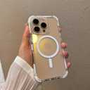 for iPhone 16 Pro Max Phone Case 6.9 inch, Drop Protection Puffer Design, Compatible with MagSafe, Shockproof Soft TPU & Hard Pc White