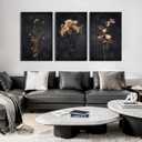 3Pcs Dark Floral Canvas wall art Moody Dried Wildflower Posters Pictures Wall Decor Nature Wilderness Botanical Paintings Abstract Prints for Living Room Bedroom Office Modern Farmhouse Home Artwork