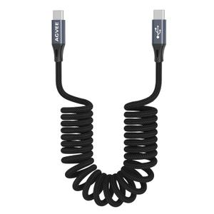 AGVEE 2 Pack 1.5ft Coiled Short USB-C to USB-C Charging Cable [USB-IF Certified] 60W PD Fast Charger Cord in Car for iPhone 17/16/15 CarPlay, Galaxy S25 S24 S23 S22 S21 S10, Google Pixel, Dark Gray