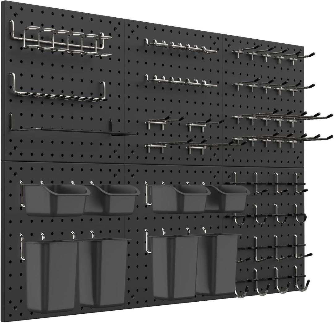 Daanxw Peg Board Kit, Includes Pegboard and Accessories,with Hooks and Bins,Peg Board Wall Organizer for Office,Ornaments Display,Crafts Organization (129, Black)
