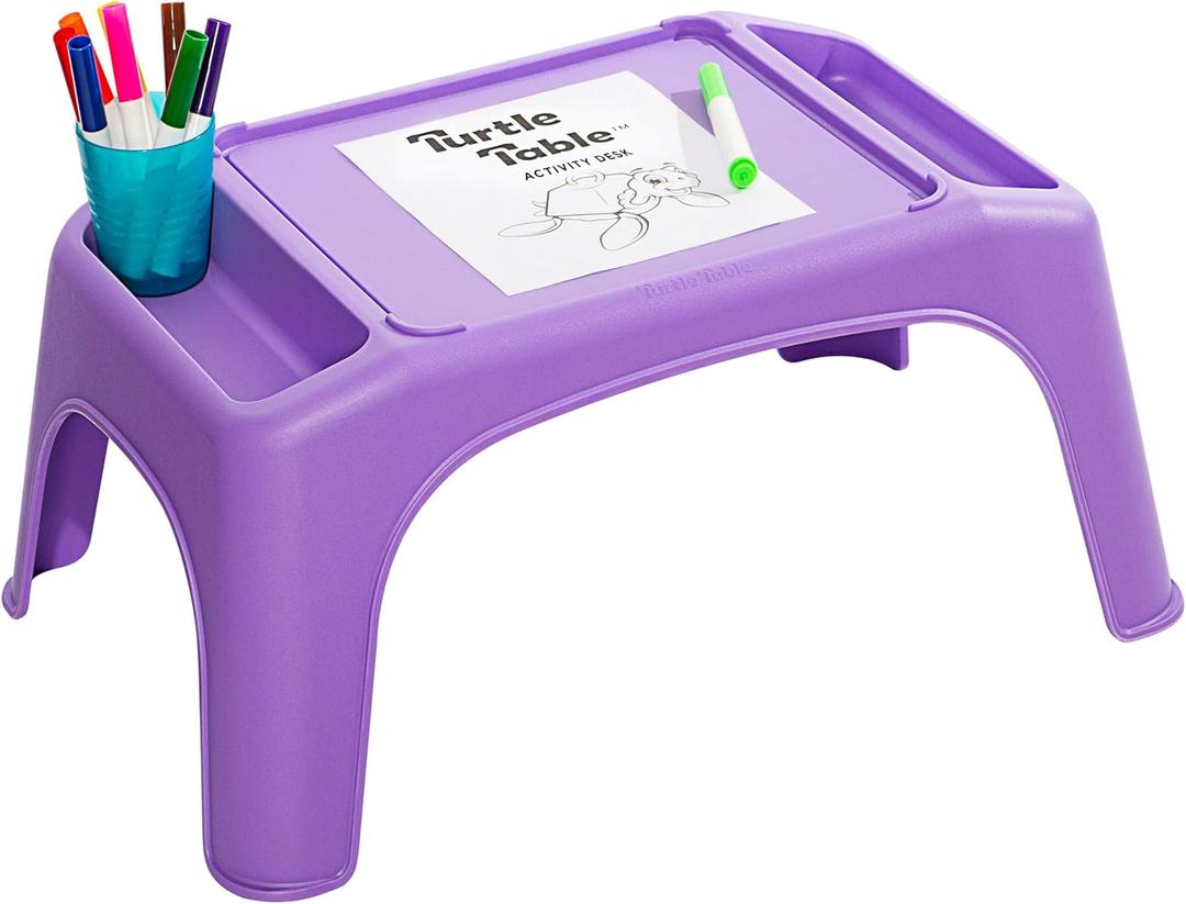 LapGear Turtle Table Kids Activity Lap Desk Tray with Storage Wells for Snacks, Play, Classroom and Sensory Toys - Purple - Style No. 20102 (Single Unit)