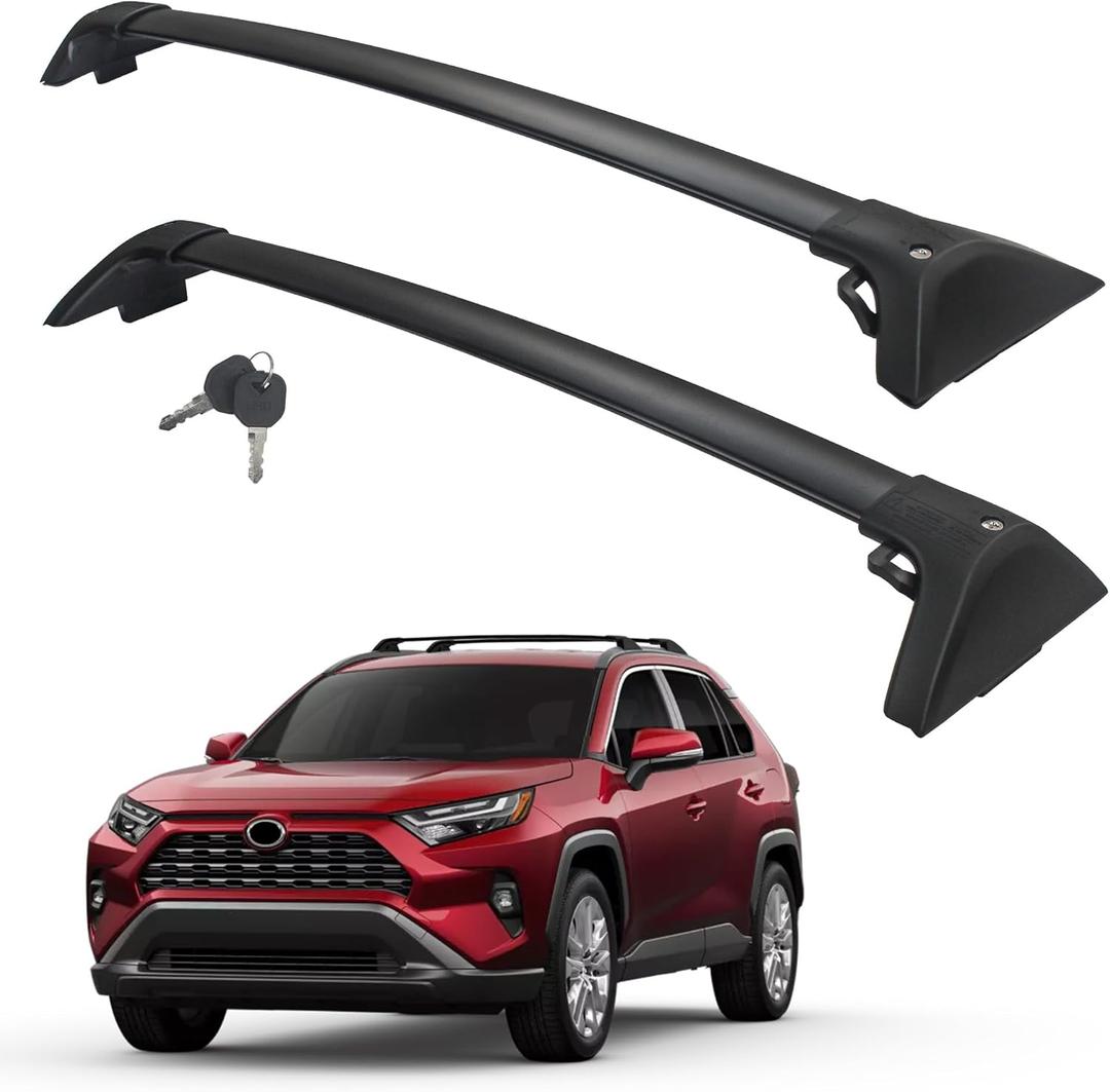 Autekcomma Roof Rack Cross Bars for Toyota RAV4 2019-2025 (Not Fit 2024 LE/Adventure/TRD Off-Road/Hybrid Woodland Edition) Anti-Theft Lock Mechanism Tie-Down Loop Aluminum Anti-Corrosion Crossbars