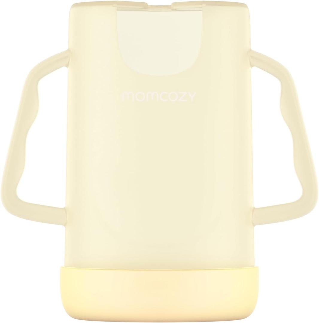 Momcozy Baby Pouch Holder No Squeeze, Baby Food & Juice Box Holder, Mess-Free, Easy Grip for Self-Feeding, BPA-Free & DEHP-Free, Must-Have for Babies, Yellow (Pack of 1)