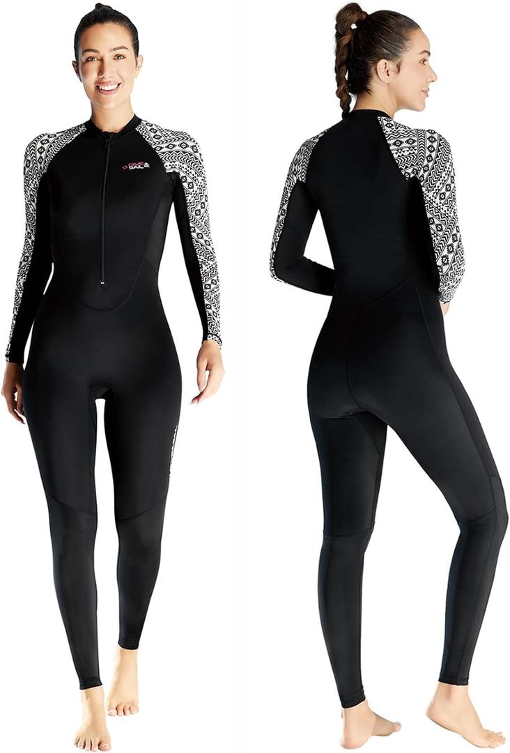 Skyone Dive Skins Swimsuit Full Body Rash Guard for Men Women, Thin Wet Suit Scuba Skin UV Protection Long Sleeve (Large)
