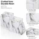 2-Pack Marble Pattern Cotton Swab Holders with Lids, Resin Bathroom Vanity Storage Jars, Square Qtip Containers for Cotton Balls, Pads, and More (White)
