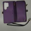Defencase for Galaxy S26 Ultra Case Wallet with RFID Blocking Card Holder for Women Men, PU Leather Magnetic Snap Flip Wrist Strap Zipper Wallet Phone Cases for Samsung Galaxy S26 Ultra 6.9", Purple
