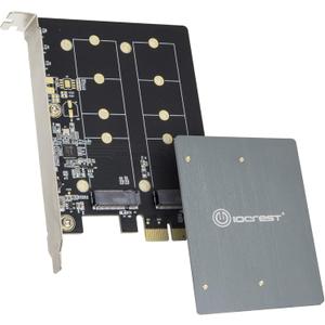 IO CREST Dual M.2 B-Key SATA SSD Converter PCI Express 3.0 x1 Expansion Card Heat Sink Jmicron JMB582 Chipset SI-PEX40153