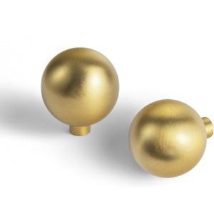 Goo-Ki Brushed Brass Cabinet Knob with 1.2 Dia, Modern Solid Zinc Alloy Drawer Knob, Minimalist Style Cabinet Pull Drawer Handle Wardrobe Cabinet Door Handle 6 Pack