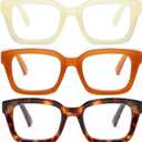 Readers for Women Oprah Style Square Reading Glasses with Spring Hinge Blue Light Blocking for Men Ladies