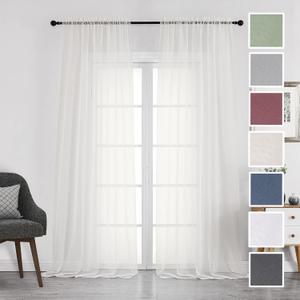 Chyhomenyc Ivory Sheer Curtains 108 Inch Long 2 Panels Set, Light Filtering Long Window Treatment Drapes for Living Room Bedroom Canopy, Each 42Wx108L inches, 9 Feet L, Set of 2, Ivory