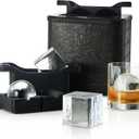 Berlinzo Clear Ice Cube Maker Mold - Combo 2+2 Crystal Clear Ice Cubes & Balls - Ice Square Maker Mold, Pure Round Ice Spheres for Whiskey, Cocktails & Bourbon (Non-electric) (Black)