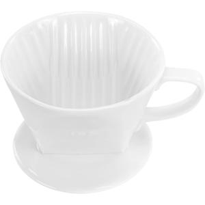 Pour Over Ceramic - Coffee Dripper with 3 Holes Flat Bottom, Porcelain Slow Filter Cone for Travel, Camping, Office, Home, Coffee Maker Brew (white)