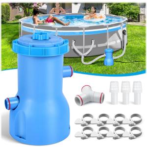 Basic Series 530 GPH Above Ground Pool Filter Pump - ETL Certified Pool Cartridge Filter Pump System with GFCI Protection | Enhances Water Clarity - Efficiently Removes Impurities - Sky Blue