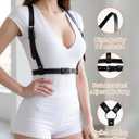 2 PCS Leather Harness for Women Set, Adjustable Black Punk Body Harness Belts Goth for Halloween Cosplay Party (Black)
