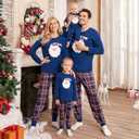 Honwenle Family Christmas Pajamas Matching Sets Soft Long Sleeve Family Christmas Pjs Sleepwear Holiday Lounge Set (Blue, M)