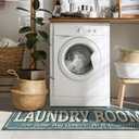 Ottomanson 20" x 59" Laundry Room Rug - Non-Slip Mat for Laundry & Mudroom - Durable, Stain-Resistant, and Easy to Clean - Perfect for High-Traffic Areas - Runner Rug for Entryway Bathroom, Blue