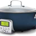 GreenPan Elite Essential Smart Electric 6QT Skillet Pot, Presets to Sear Saute Stir-Fry and Cook Rice, Healthy Ceramic Nonstick and Dishwasher Safe Parts, Easy-to-use LED Display, Oxford Blue