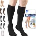 Truform 20-30 mmHg Compression Stockings for Men and Women Knee High Length Closed Toe, Black, Large