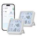 eMylo WiFi Thermometer Hygrometer 2 Pack, Wireless Indoor Humidity Monitor for Room, Smart Digital Temperature Sensor with App Alert, Large LCD Display with Backlight, Free Data Storage Export