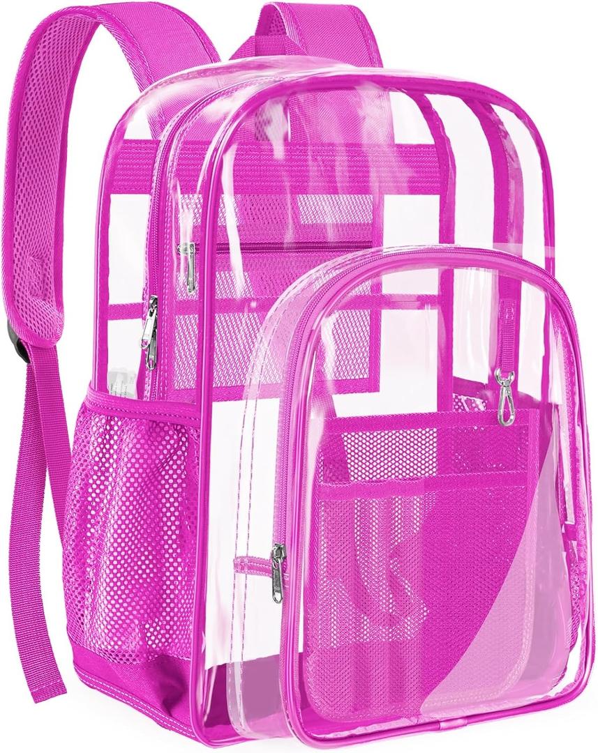PAMANO Clear Backpack Transparent Heavy Duty School PVC Bookbag See Through Bag Boys and Girls for College Work Travel Security