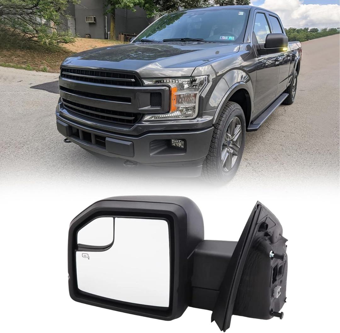 Left Driver Side Door Mirror with Blind Spot Glass Assembly Fits 2015-2020 Ford F150 With Turn Signal Light Power Heated (6Pins) Replaces: FL3Z17683CB