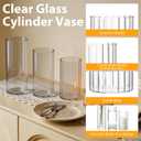 24 Pcs Bulk Ribbed Glass Vases & Hurricane Candle Holders, 2.6" x 5/6/8 Assorted Heights, Thickened Shatter-Resistant Clear Glass, Centerpieces for Wedding, Outdoor Party & Home Table Decor