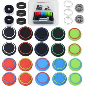 3 x 30 Pieces Controller Thumb Grips for PS5/4,Controller Thumb Caps for Xbox,Joystick Stick Grip for Switch1/2 Pro Controller,Precision Rings&Thumb caps Set(Red&Blue&Green) A&D