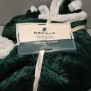 PAVILIA Sherpa Wearable Blanket with Sleeves and Pocket, Plush Thick Cozy Body Blanket Wrap for Adult Women Men, Christmas Gift for Wife Mom, Dark Green