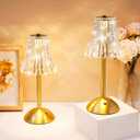 Liliful 6 Pcs Cordless Table Lamp Rechargeable Touch LED Small Gold Portable Battery Operated USB-c Desk Lamp 3 Color Dimmable for Bedroom Living Room Dining (Gold,Rose Style)
