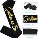 2 x Groom to Be Sash, Funny Bachelor Sashes for Future Groom Engagement Gift Idea Wedding Party Decorations Bachelorette Party Supplies, Black + Gold(Groom to Be)