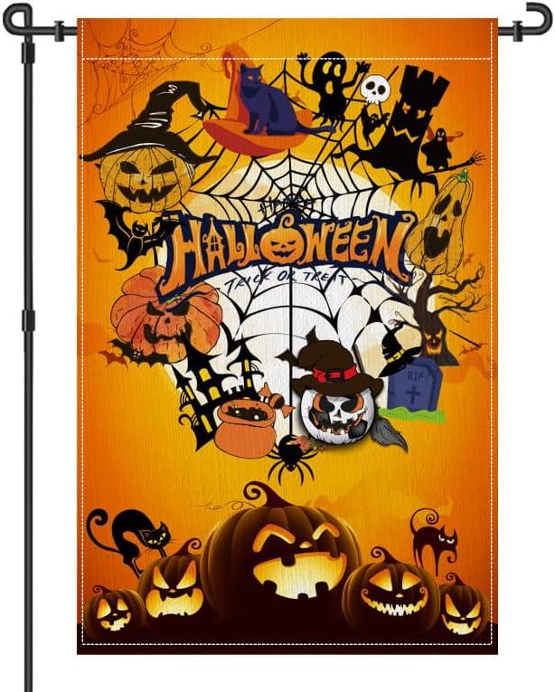 Garden Flag,12X18 Inch Double Sided,House Flags for Outside Farmhouse Yard Festival Decoration(Flagpole NOT Included) (Halloween)