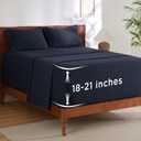Bedsure Deep Pocket Queen Sheets Set - Fits Mattresses Up to 21 Inches Thick - 2 Piece GentleSoft Bed Sheets, Moisture Wicking, Soft & Cooling Bedsheet & Pillowcases, Easy & Secure Fit, Navy