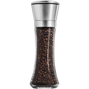 Salt and Pepper Grinder Tall Size - Black Pepper,Herb Shakers Mill Refillable Manual - Stainless Steel Lid - Adjustable Coarseness - Glass Material- Fits in Home,Kitchen,Barbecue (color AA)