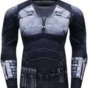 Red Plume Men's Compression Sports Shirt Cool 3D Bat Long Sleeve Tee (XL, Bat A)