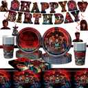 88PCS Birthday Party Full Supplies Kit：1 Banner + 6 Hanging Swirls + 20 (9-inch) Plates + 20 (7-inch) Plates + 20 Napkins + 20 Cups + 1 Tablecloth