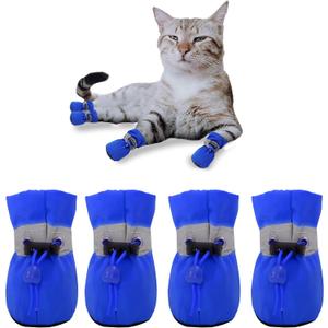 YAODHAOD Dog Shoes for Small Dogs, Puppy Dog Boots & Paw Protector for Winter Snowy Days, Anti-Slip Sole Dog Booties for Indoor Hardwood Floor 4PCS (Blue,Size: 2)